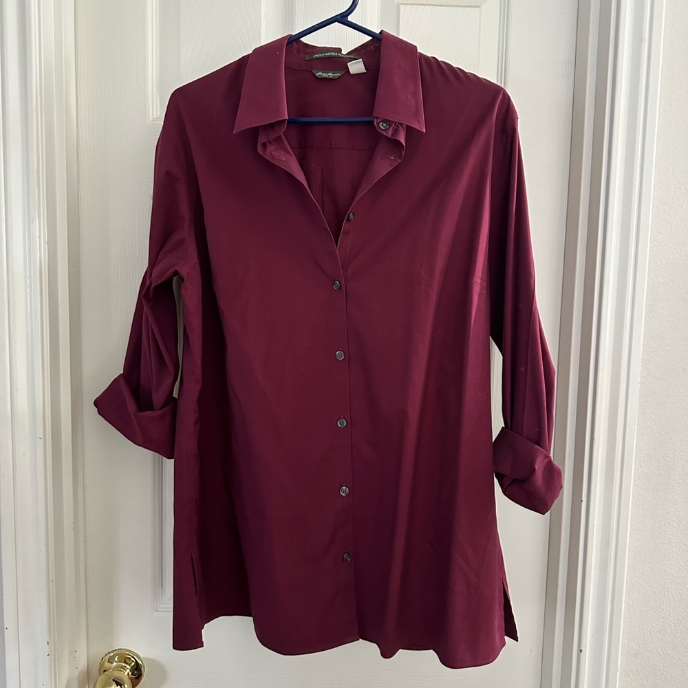 Eddie Bauer button down shirt, burgundy, XLT